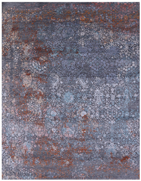Contemporary Hand Knotted Wool & Silk Rug - 8' 0" X 10' 2" - Golden Nile