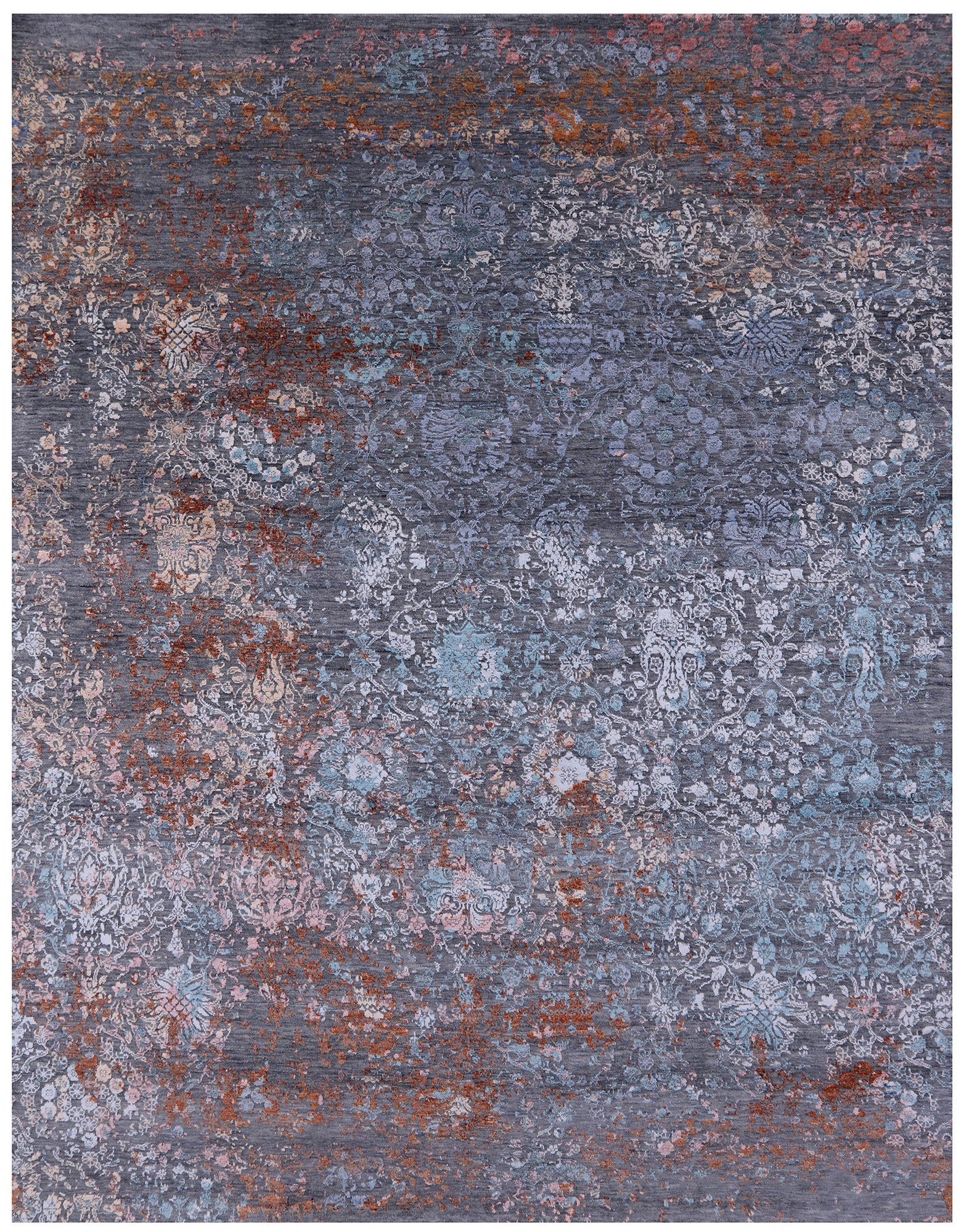 Contemporary Hand Knotted Wool & Silk Rug - 8' 0" X 10' 2" - Golden Nile