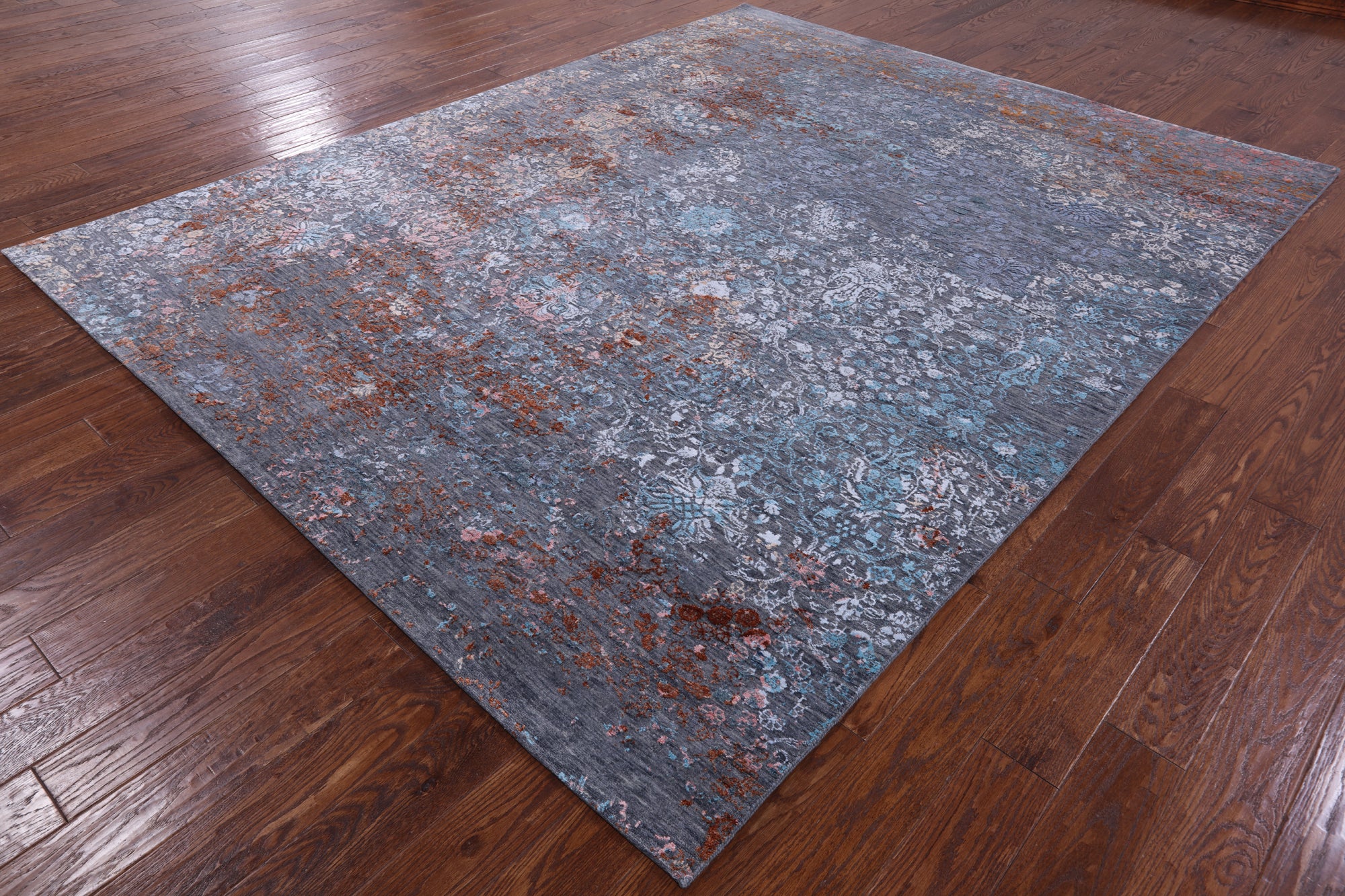 Contemporary Hand Knotted Wool & Silk Rug - 8' 0" X 10' 2" - Golden Nile