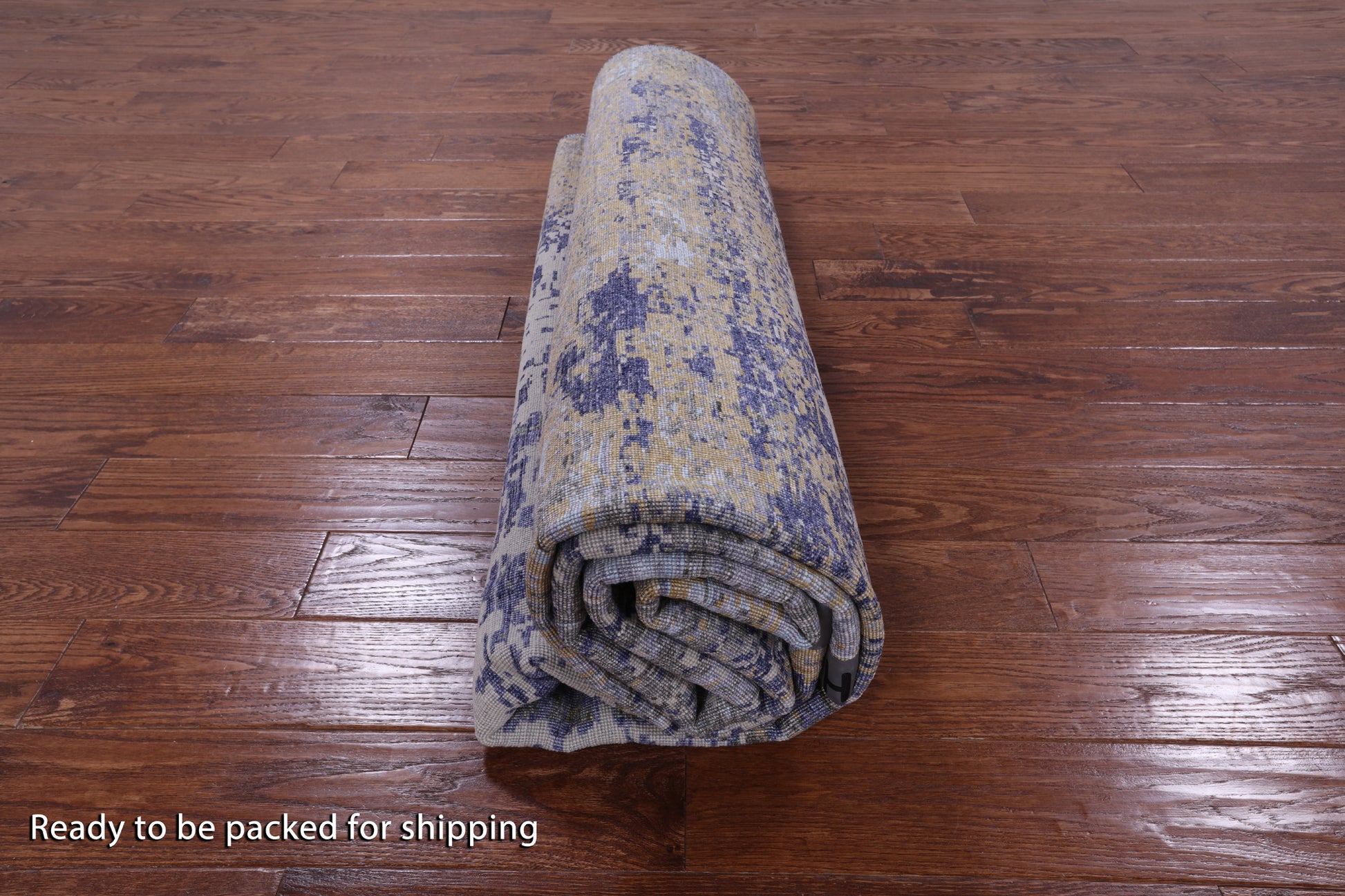 Abstract Contemporary Hand Knotted Wool & Silk Rug - 8' 0" X 9' 11" - Golden Nile