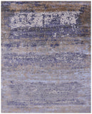 Abstract Contemporary Hand Knotted Wool & Silk Rug - 8' 0" X 9' 11" - Golden Nile