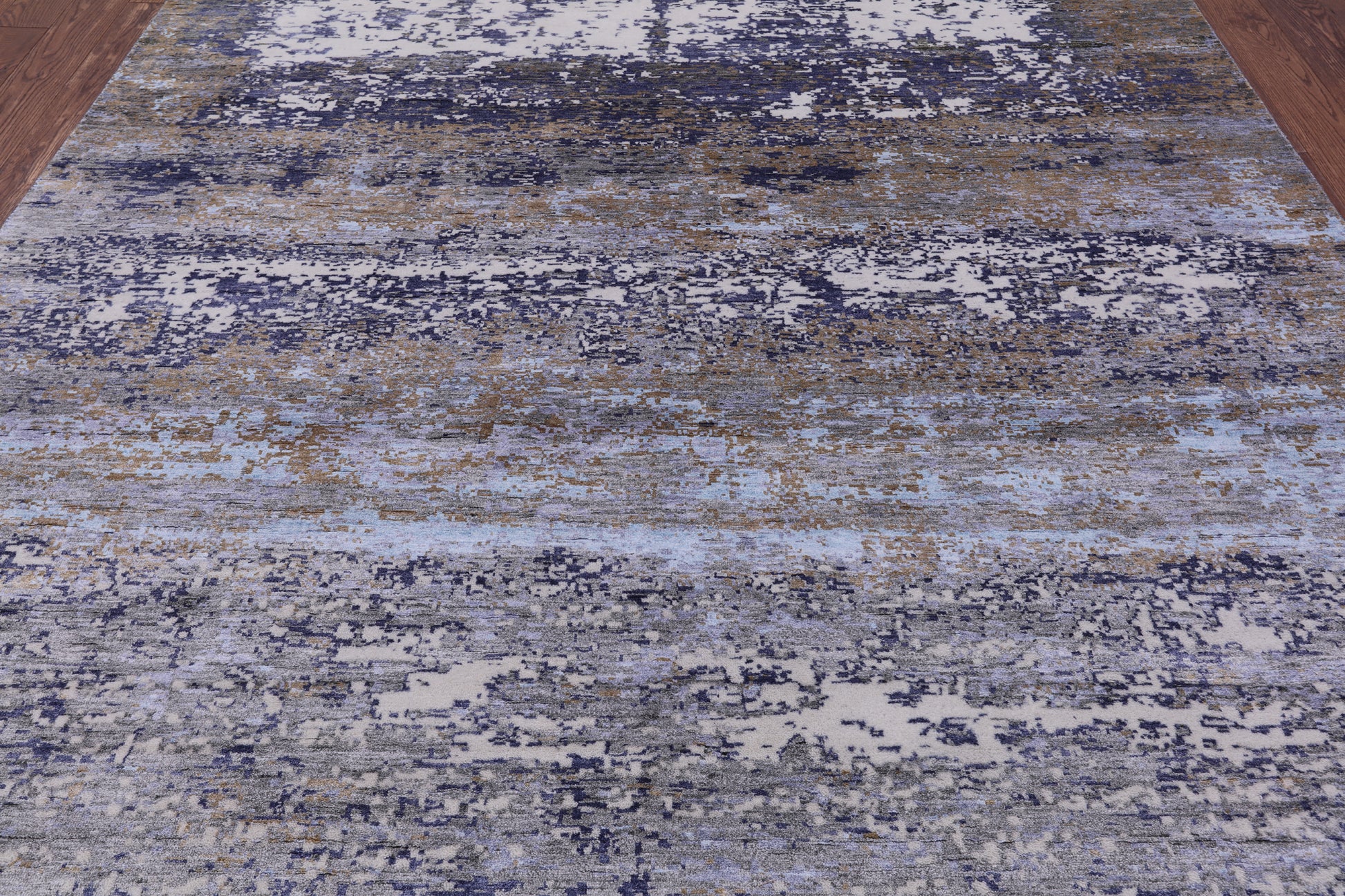 Abstract Contemporary Hand Knotted Wool & Silk Rug - 8' 0" X 9' 11" - Golden Nile