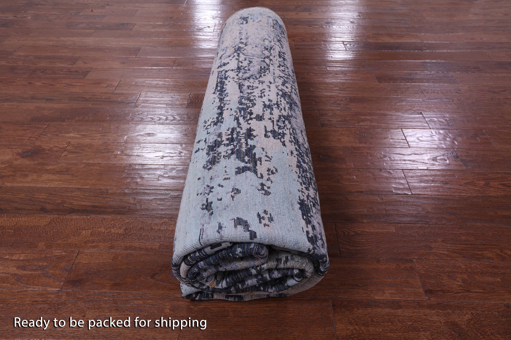 Abstract Modern Hand Knotted Wool & Silk Rug - 9' 0" X 11' 10" - Golden Nile