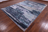 Abstract Modern Hand Knotted Wool & Silk Rug - 9' 0" X 11' 10" - Golden Nile