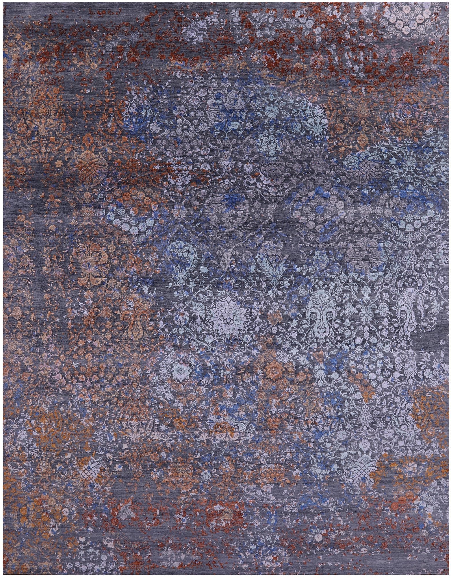 Modern Hand Knotted Wool & Silk Rug - 7' 11" X 10' 3" - Golden Nile