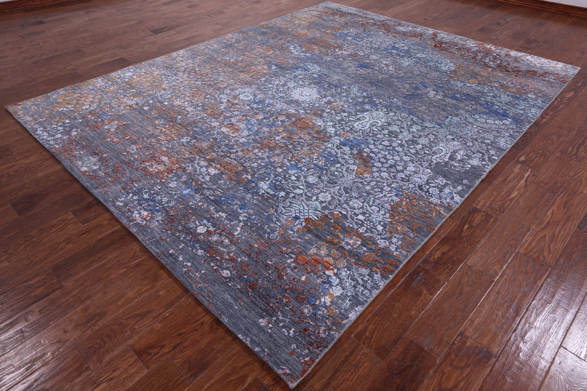 Modern Hand Knotted Wool & Silk Rug - 7' 11" X 10' 3" - Golden Nile