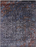 Black Modern Hand Knotted Wool & Silk Rug - 9' 1" X 11' 11" - Golden Nile