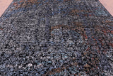 Black Modern Hand Knotted Wool & Silk Rug - 9' 1" X 11' 11" - Golden Nile