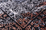 Black Modern Hand Knotted Wool & Silk Rug - 9' 1" X 11' 11" - Golden Nile