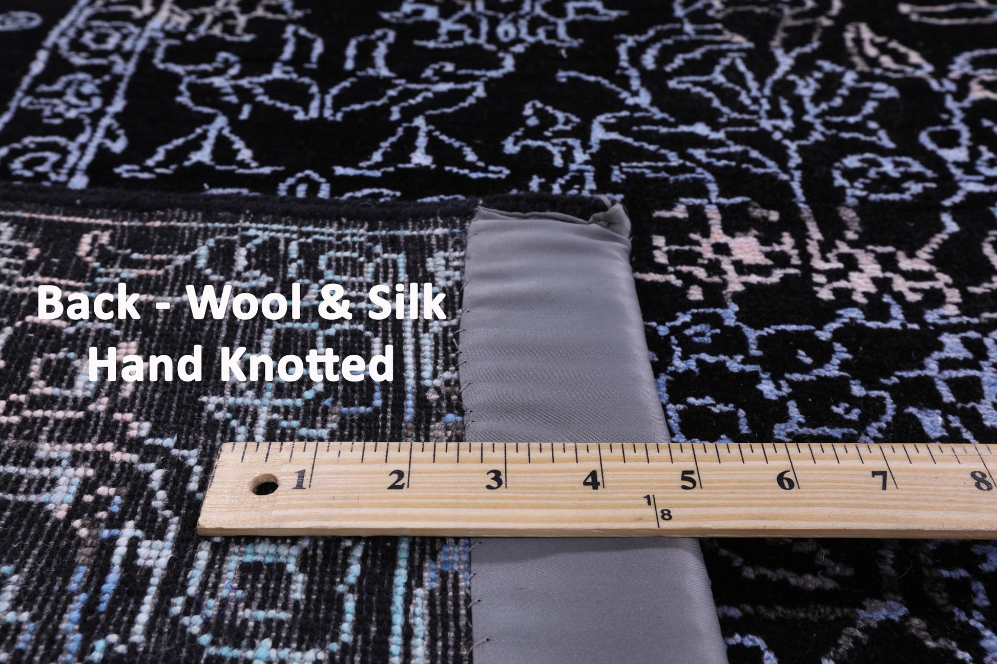 Black Modern Hand Knotted Wool & Silk Rug - 9' 1" X 11' 11" - Golden Nile