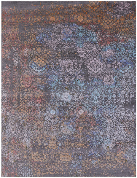 Modern Handmade Wool & Silk Rug - 8' 0" X 10' 4" - Golden Nile