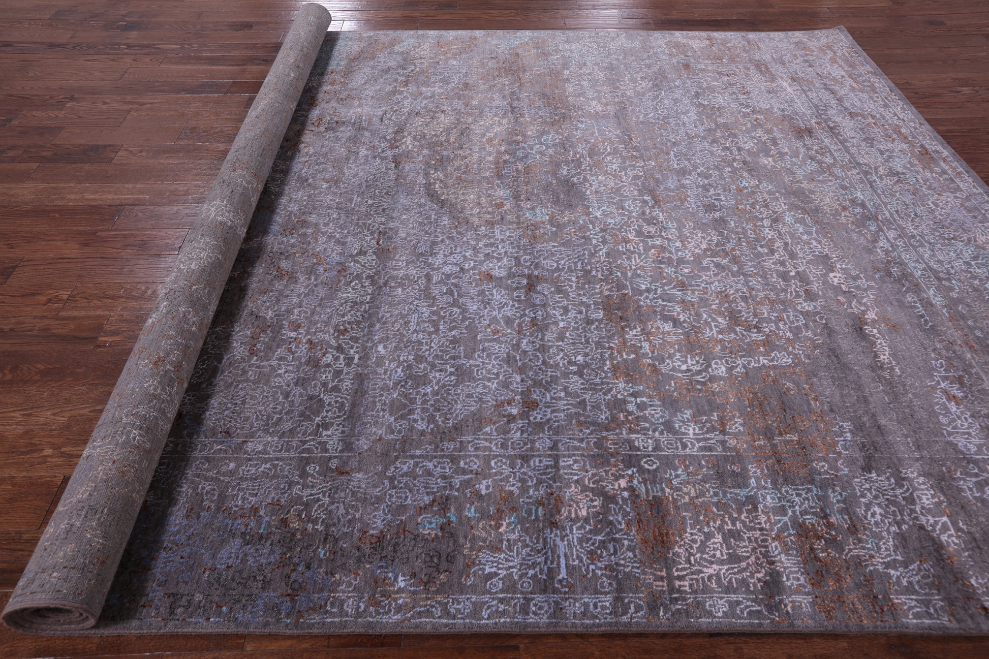Modern Handmade Wool & Silk Rug - 9' 0" X 12' 7" - Golden Nile
