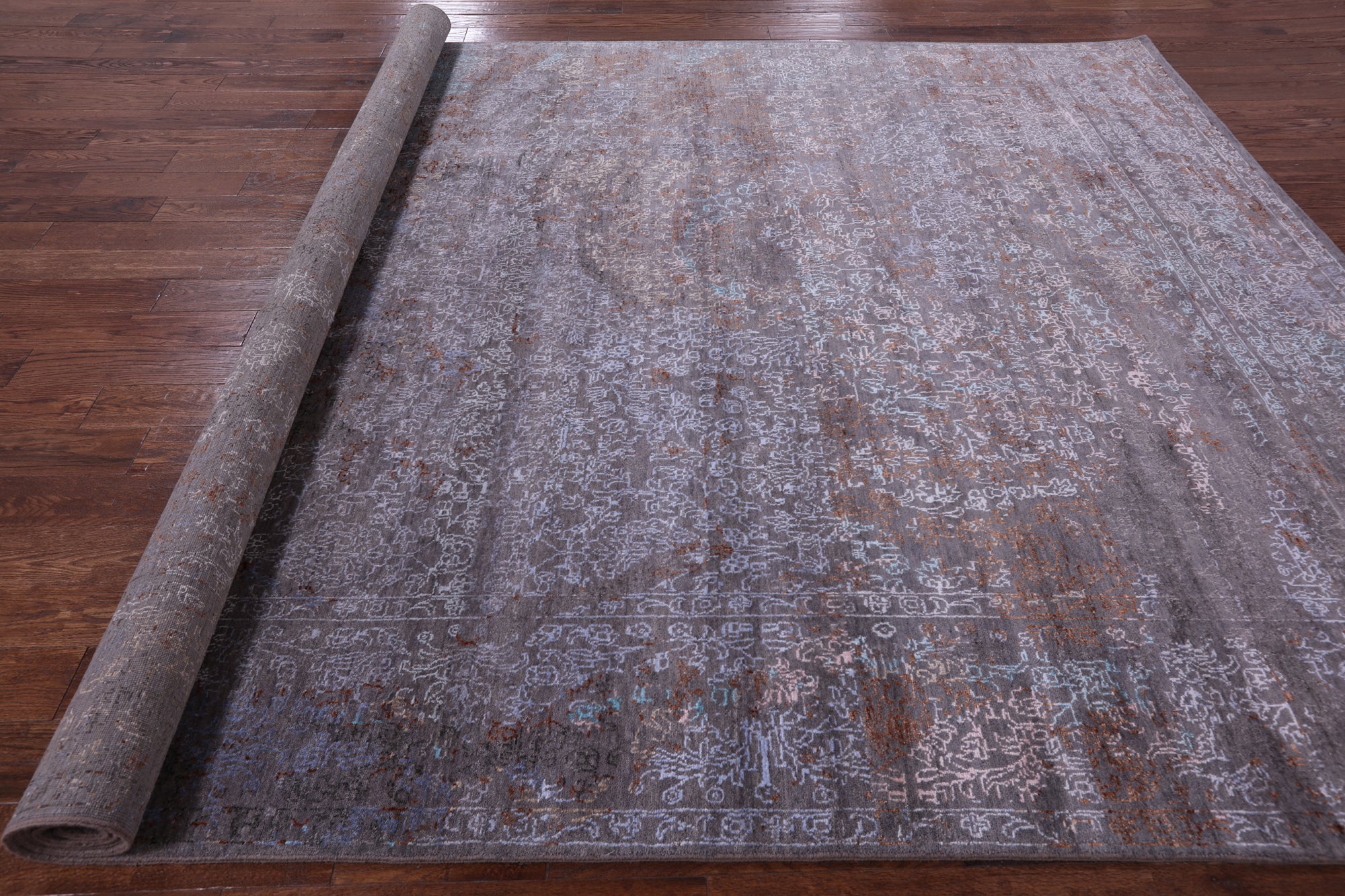 Modern Handmade Wool & Silk Rug - 9' 0" X 12' 7" - Golden Nile