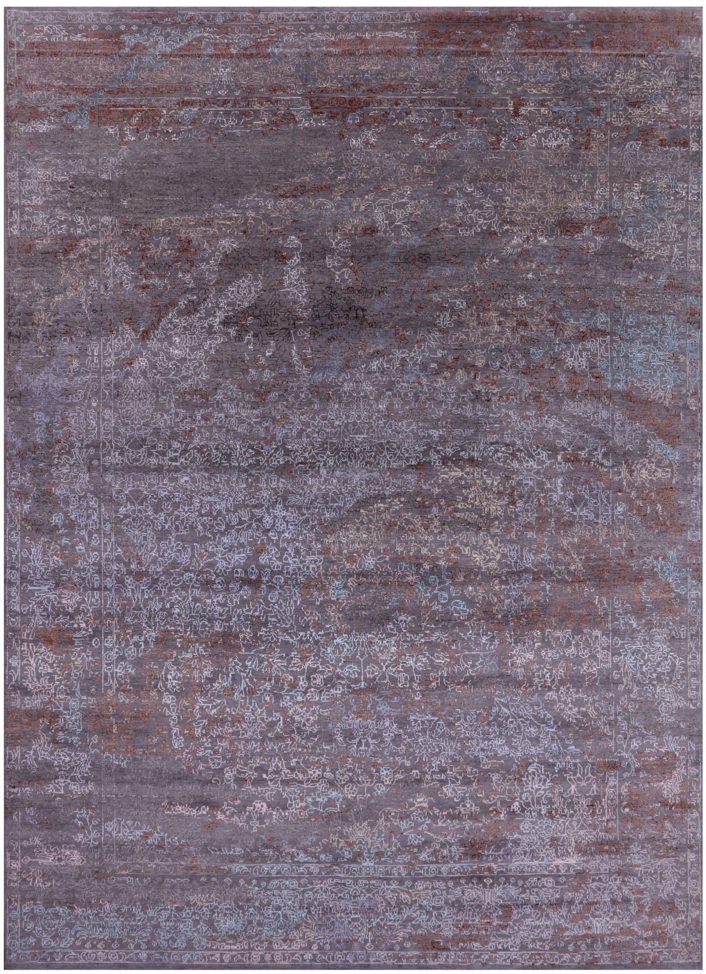 Modern Handmade Wool & Silk Rug - 9' 0" X 12' 7" - Golden Nile
