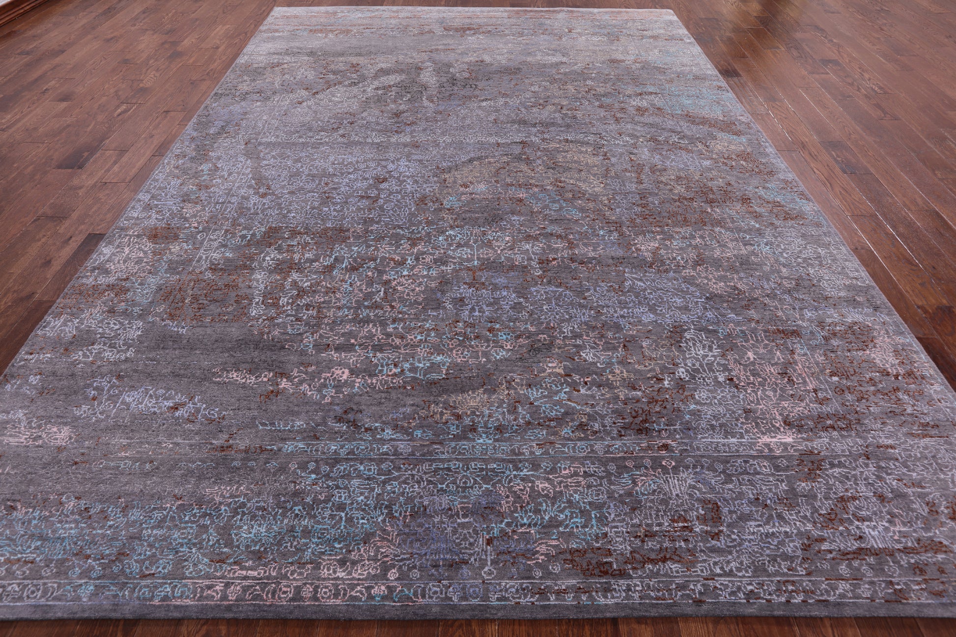 Modern Handmade Wool & Silk Rug - 9' 0" X 12' 7" - Golden Nile
