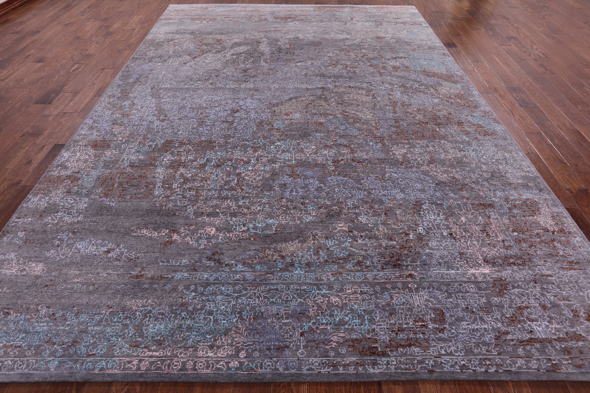 Modern Handmade Wool & Silk Rug - 9' 0" X 12' 7" - Golden Nile
