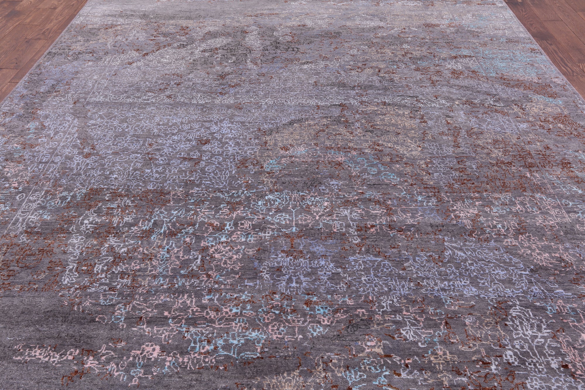 Modern Handmade Wool & Silk Rug - 9' 0" X 12' 7" - Golden Nile