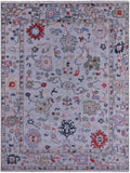 Light Blue Turkish Oushak Hand Knotted Wool Rug - 9' 1" X 11' 10" - Golden Nile