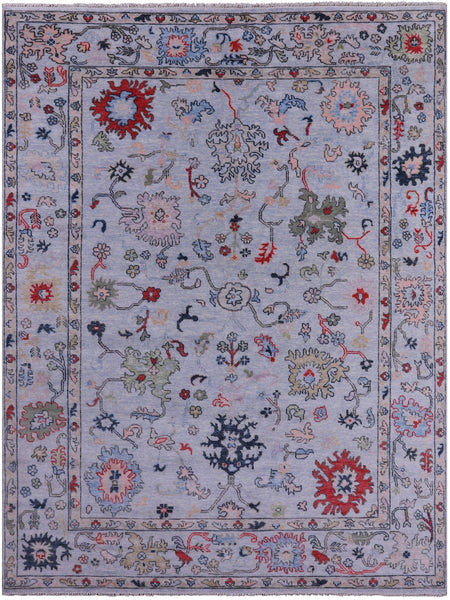 Light Blue Turkish Oushak Hand Knotted Wool Rug - 9' 1" X 11' 10" - Golden Nile