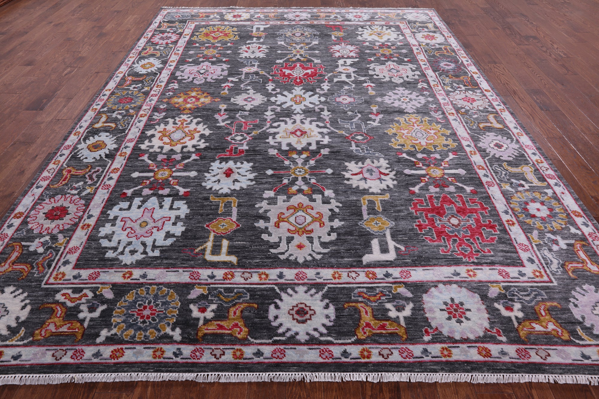 Grey Turkish Oushak Hand Knotted Wool Rug - 9' 1" X 11' 10" - Golden Nile