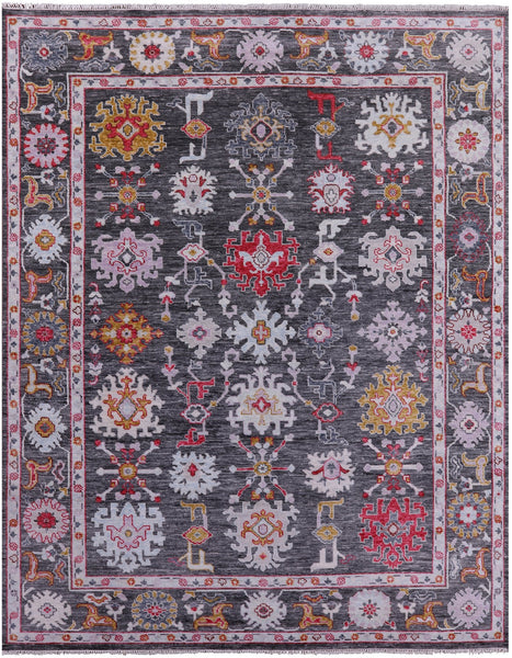 Grey Turkish Oushak Hand Knotted Wool Rug - 9' 1" X 11' 10" - Golden Nile