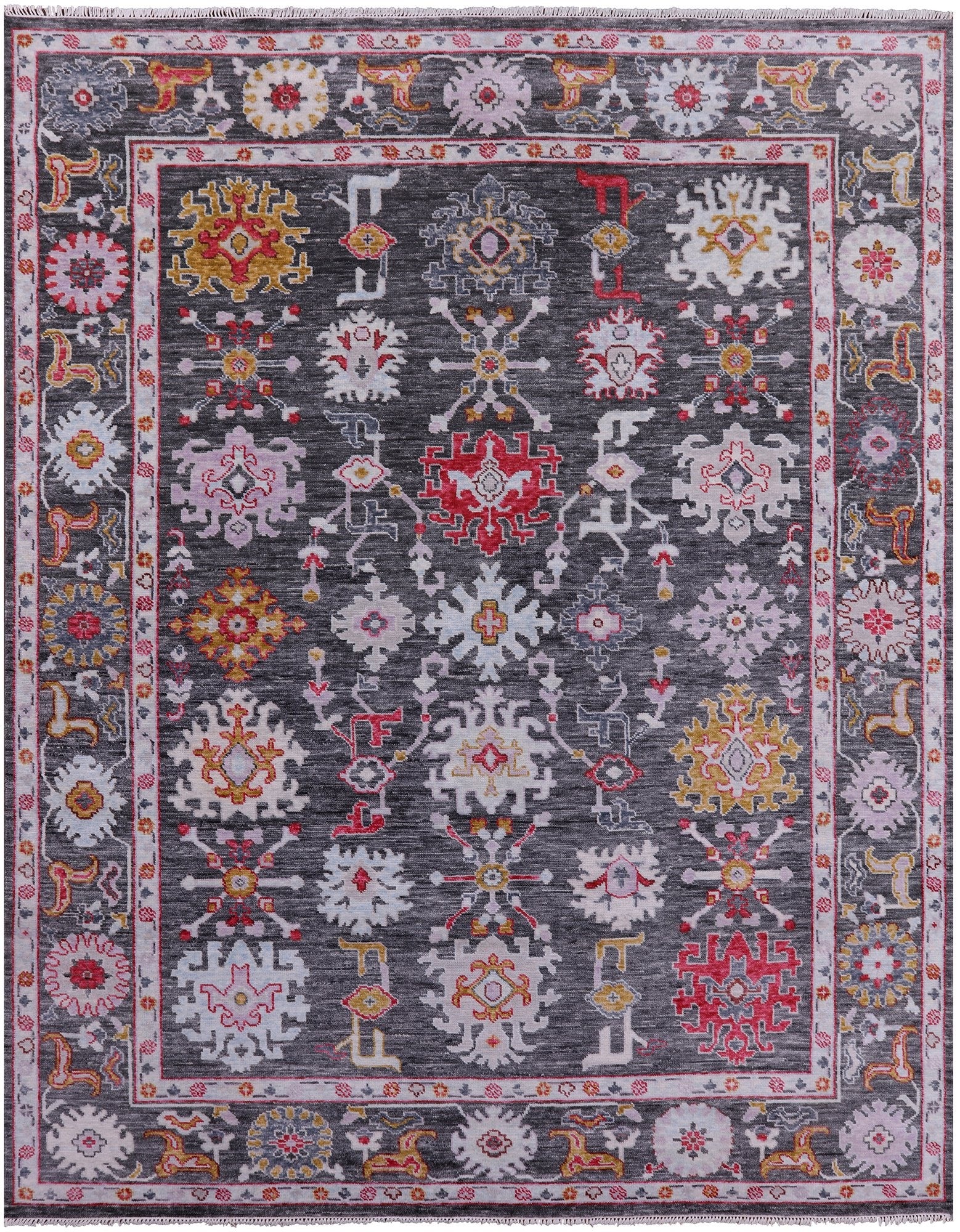 Grey Turkish Oushak Hand Knotted Wool Rug - 9' 1" X 11' 10" - Golden Nile