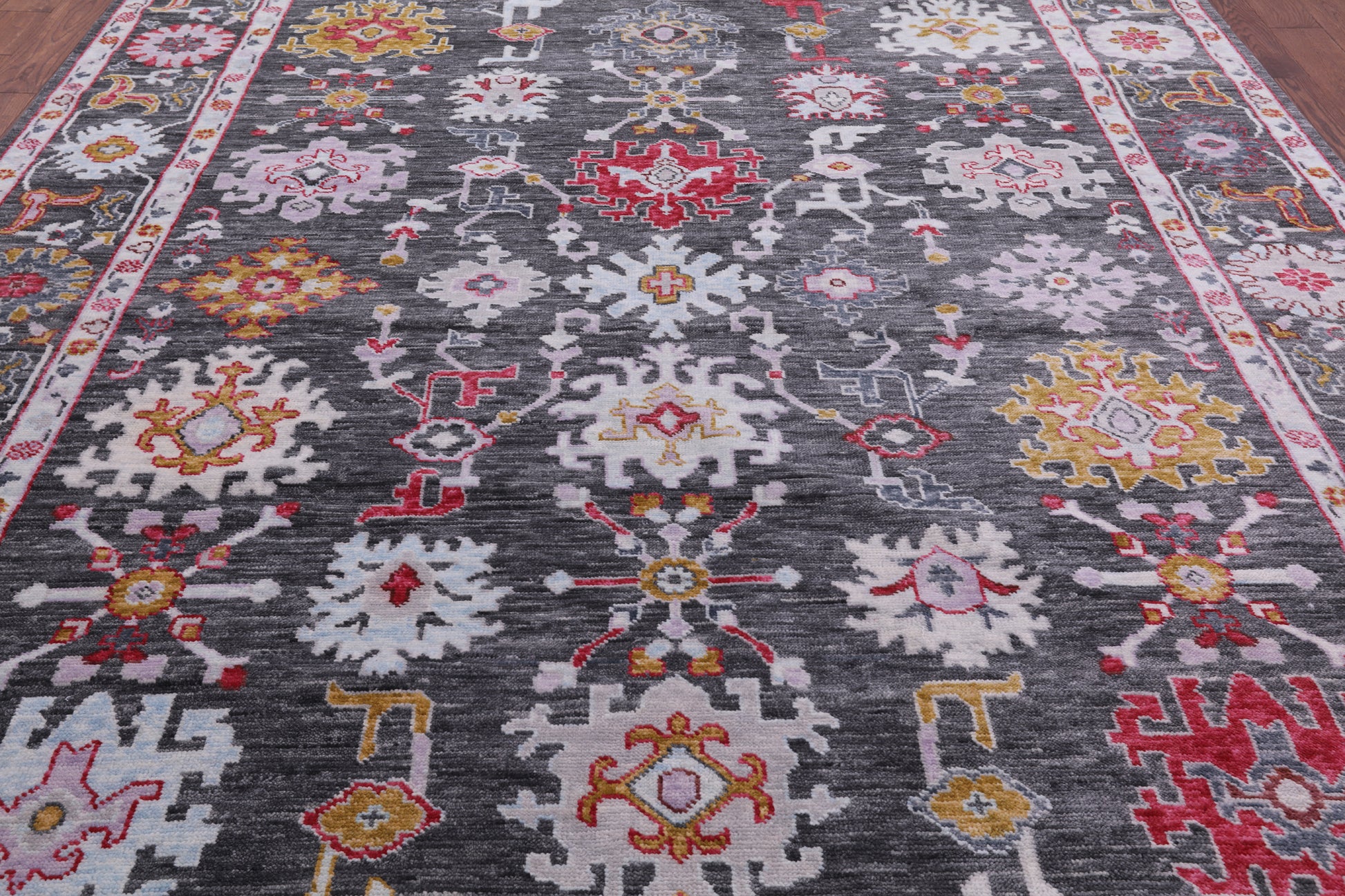 Grey Turkish Oushak Hand Knotted Wool Rug - 9' 1" X 11' 10" - Golden Nile