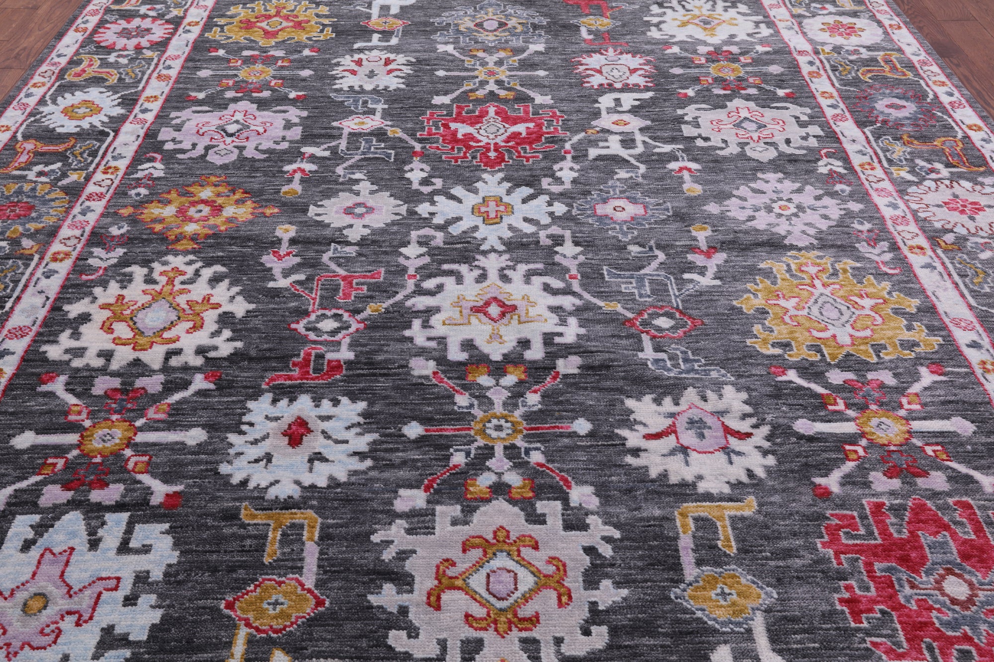 Grey Turkish Oushak Hand Knotted Wool Rug - 9' 1" X 11' 10" - Golden Nile