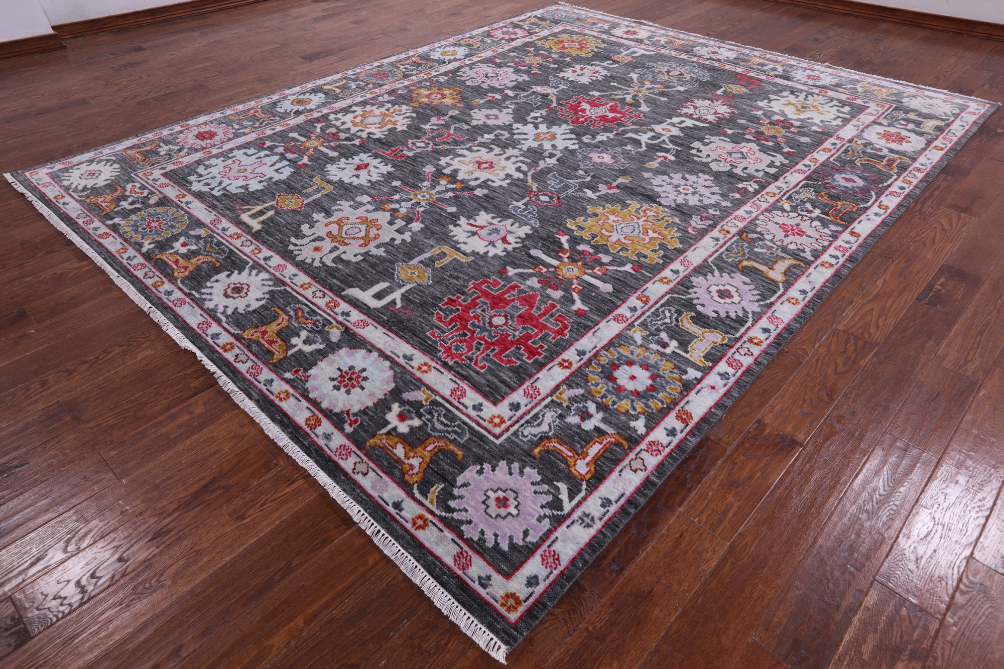 Grey Turkish Oushak Hand Knotted Wool Rug - 9' 1" X 11' 10" - Golden Nile