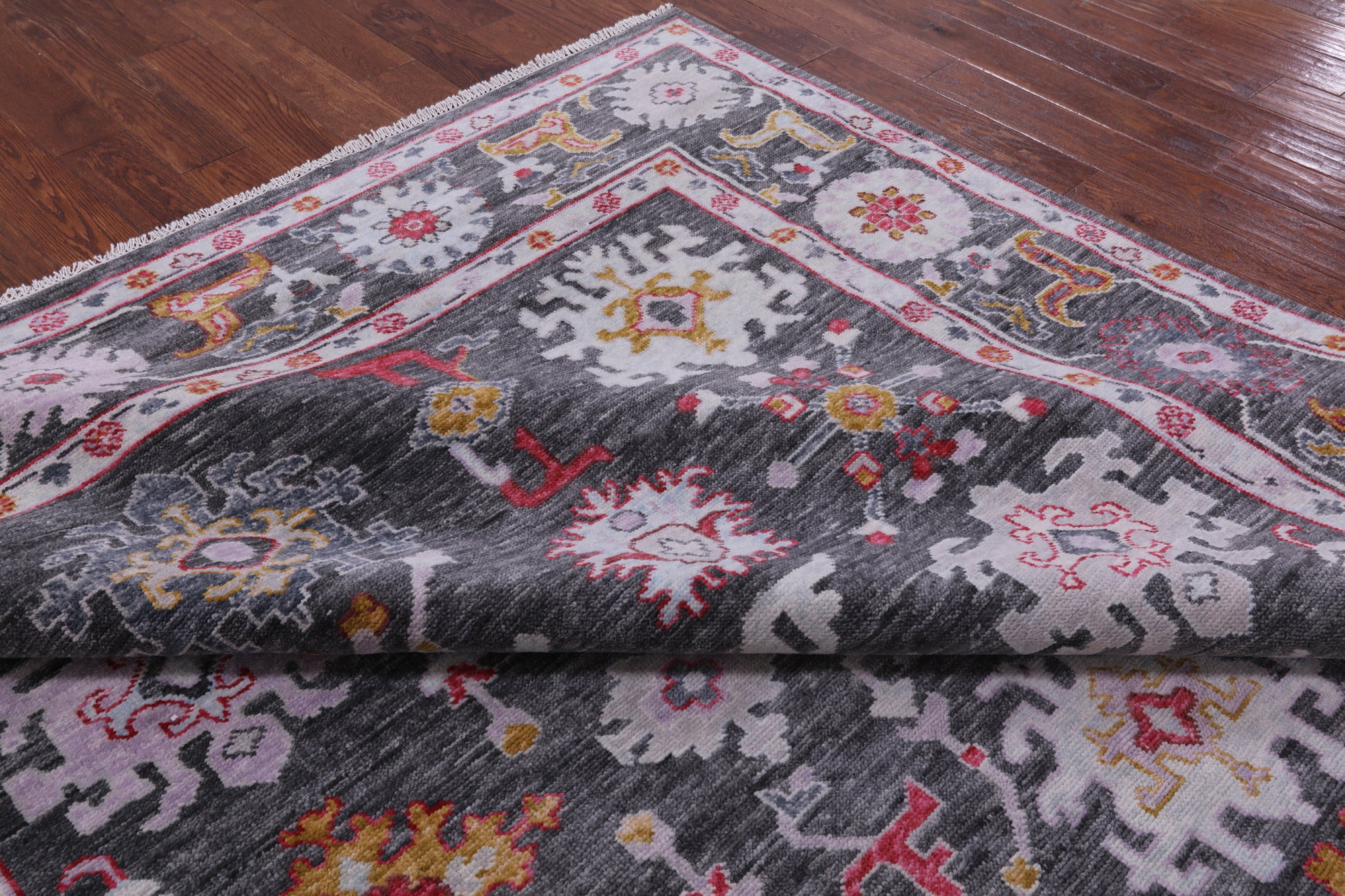 Grey Turkish Oushak Hand Knotted Wool Rug - 9' 1" X 11' 10" - Golden Nile