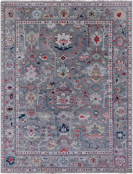 Grey Turkish Oushak Hand Knotted Wool Rug - 9' 3" X 11' 11" - Golden Nile