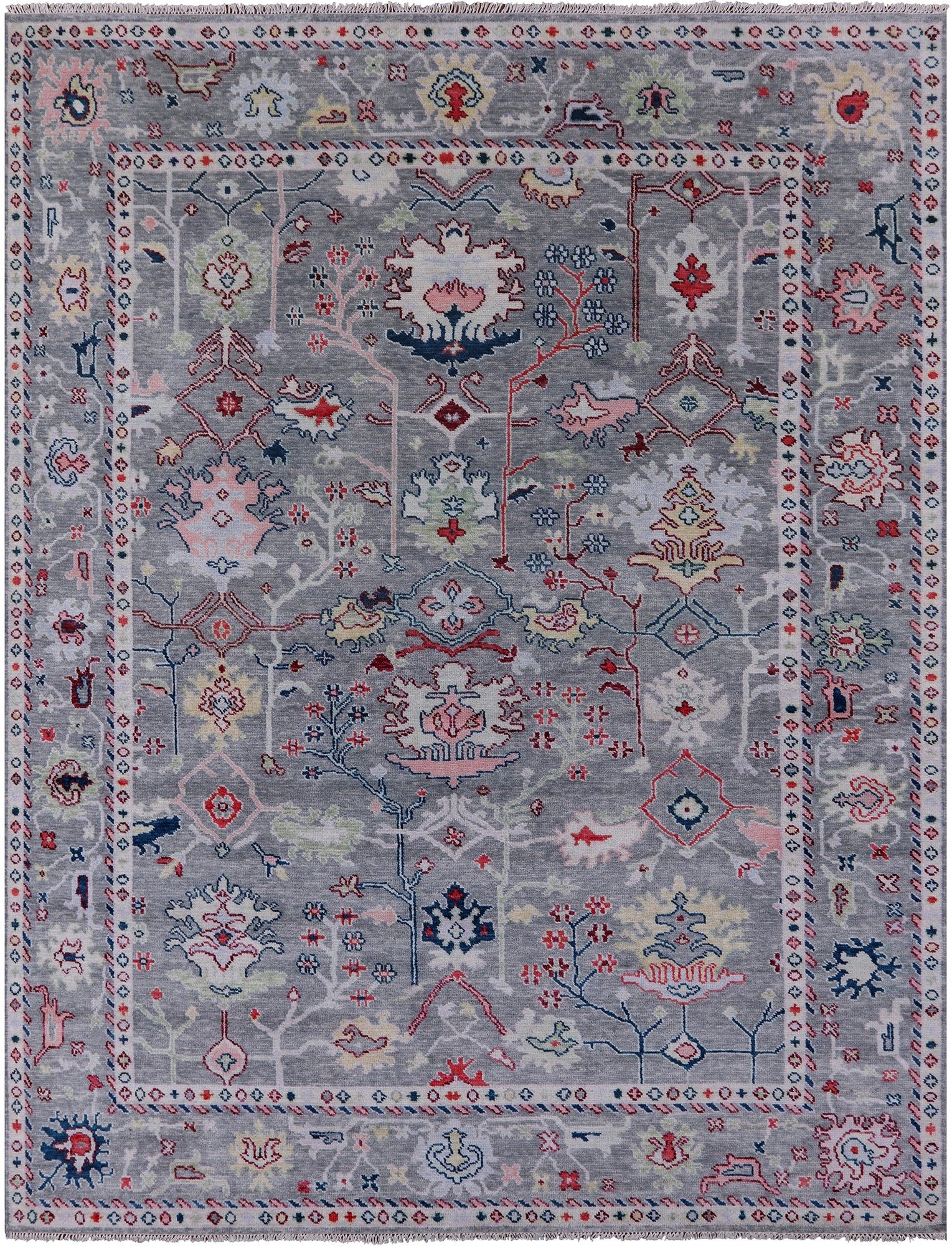 Grey Turkish Oushak Hand Knotted Wool Rug - 9' 3" X 11' 11" - Golden Nile