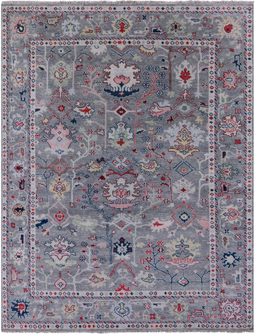 Grey Turkish Oushak Hand Knotted Wool Rug - 9' 3