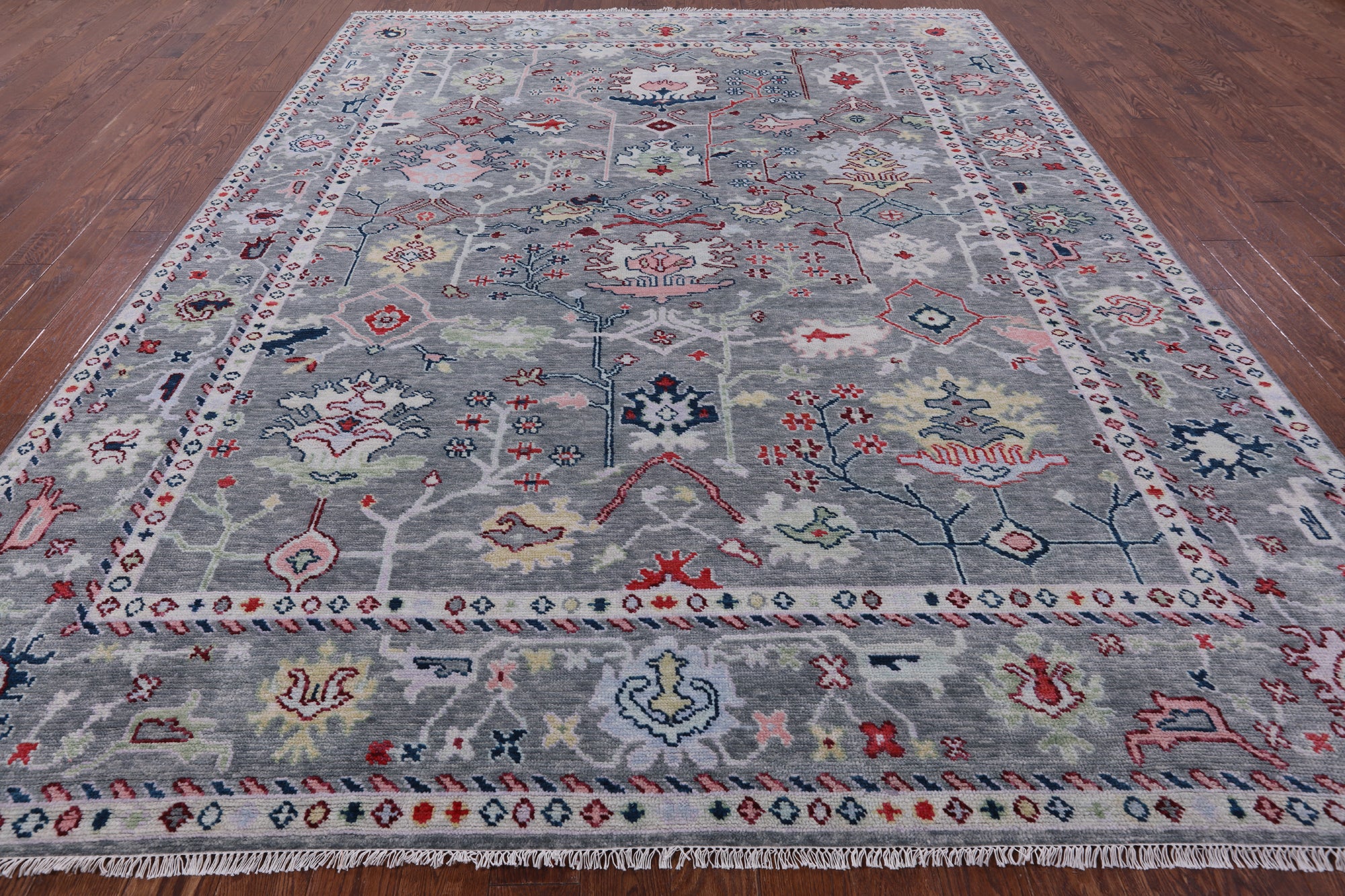 Grey Turkish Oushak Hand Knotted Wool Rug - 9' 3" X 11' 11" - Golden Nile