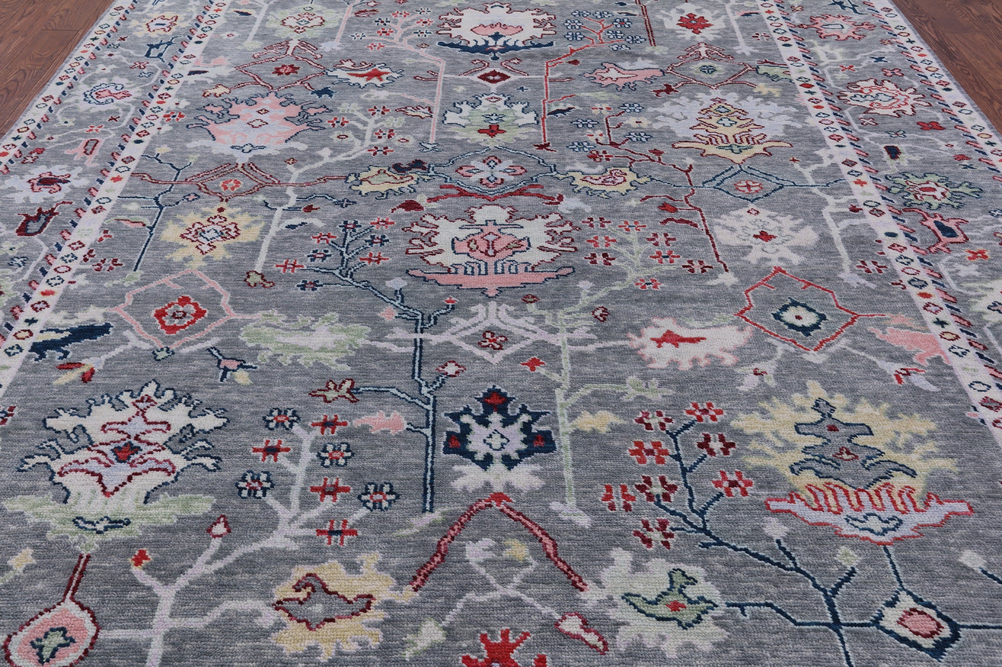 Grey Turkish Oushak Hand Knotted Wool Rug - 9' 3" X 11' 11" - Golden Nile