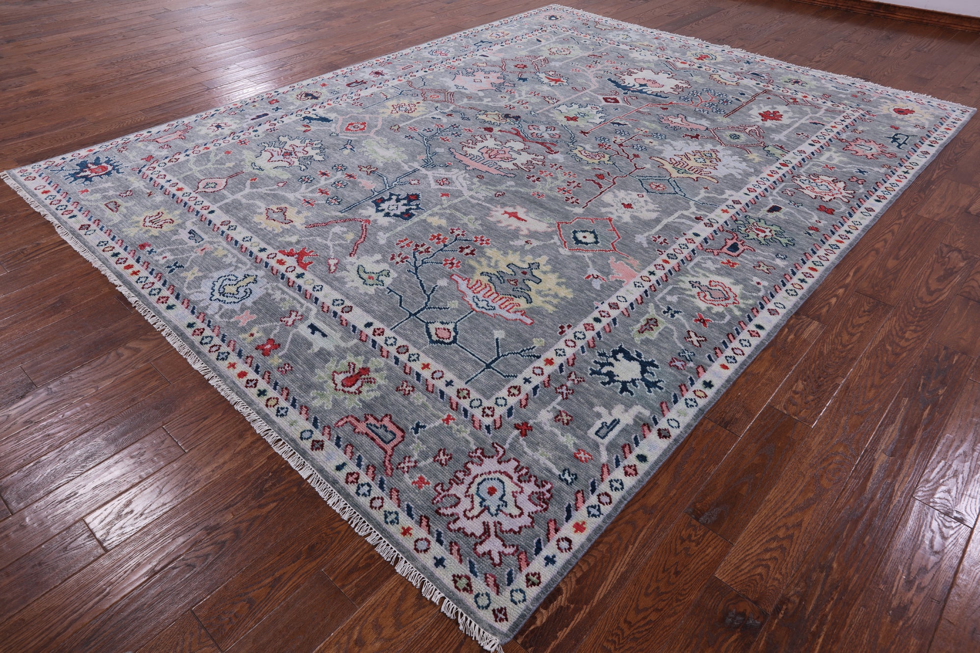 Grey Turkish Oushak Hand Knotted Wool Rug - 9' 3" X 11' 11" - Golden Nile