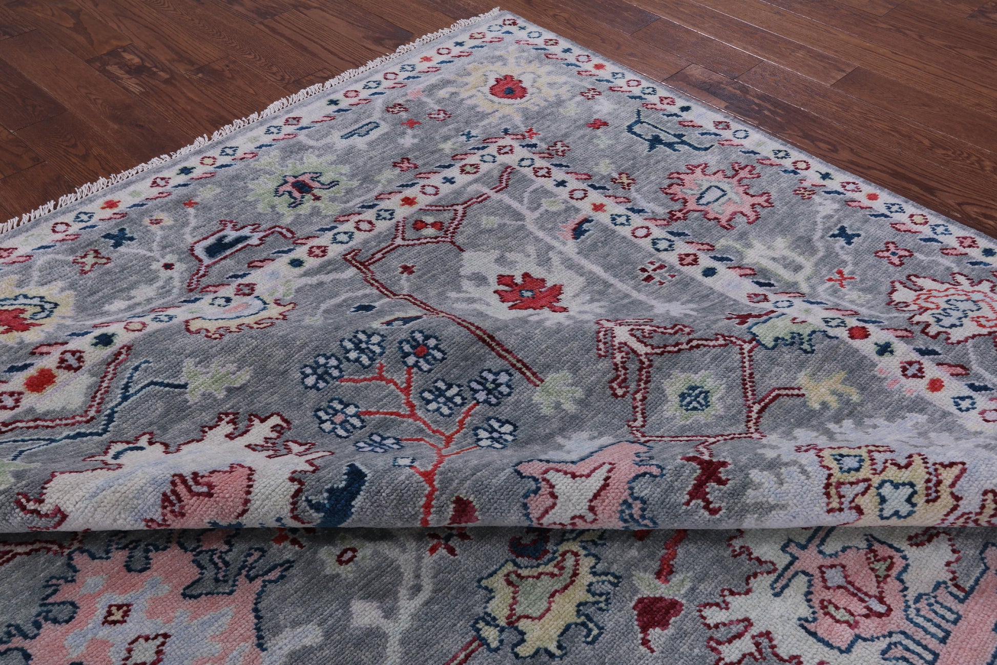 Grey Turkish Oushak Hand Knotted Wool Rug - 9' 3" X 11' 11" - Golden Nile