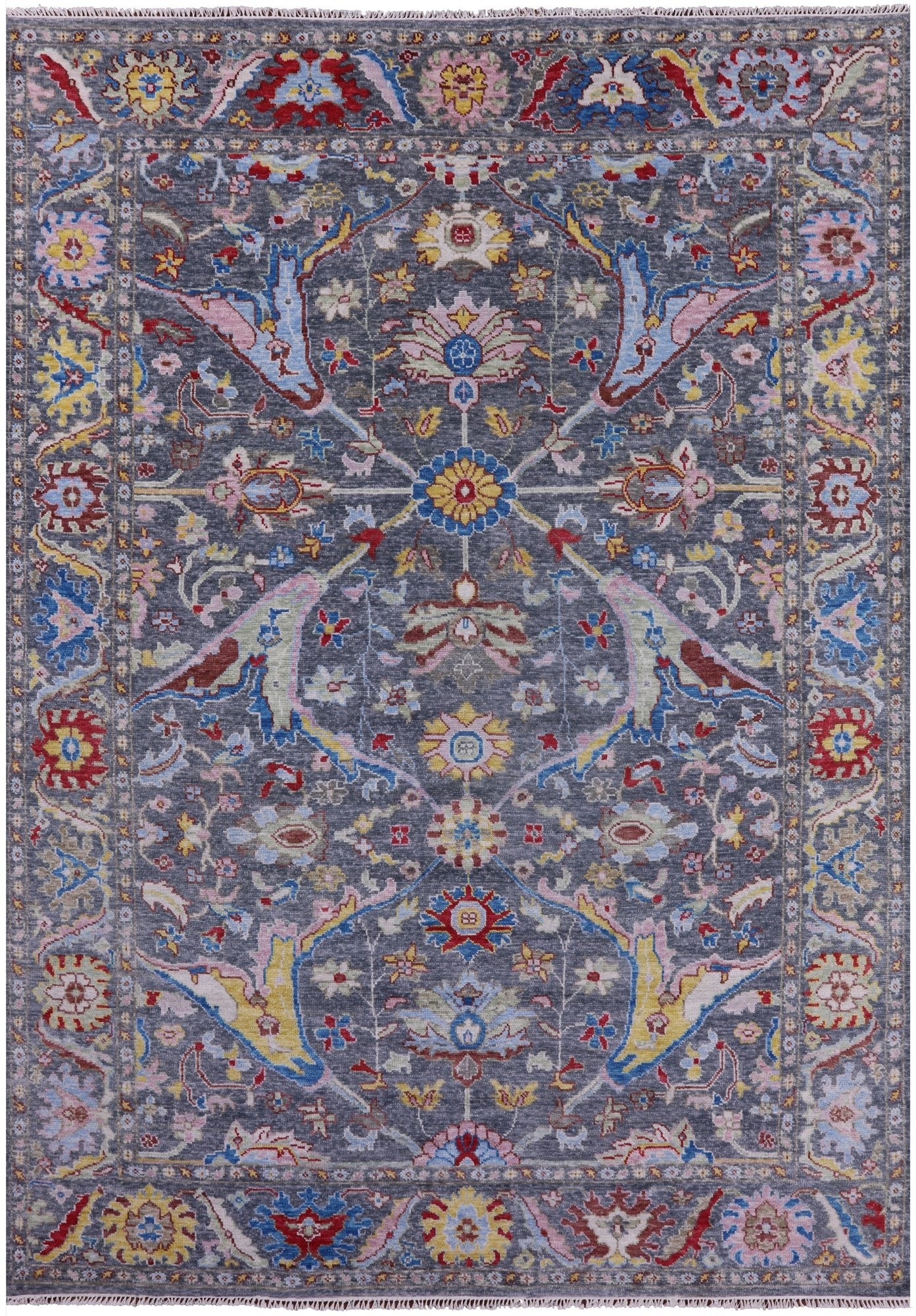 Grey Turkish Oushak Hand Knotted Wool Rug - 9' 1" X 12' 6" - Golden Nile