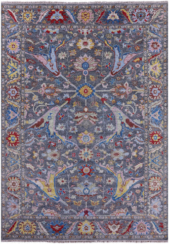 Grey Turkish Oushak Hand Knotted Wool Rug - 9' 1