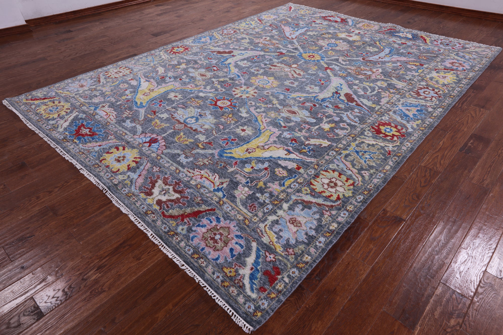 Grey Turkish Oushak Hand Knotted Wool Rug - 9' 1" X 12' 6" - Golden Nile