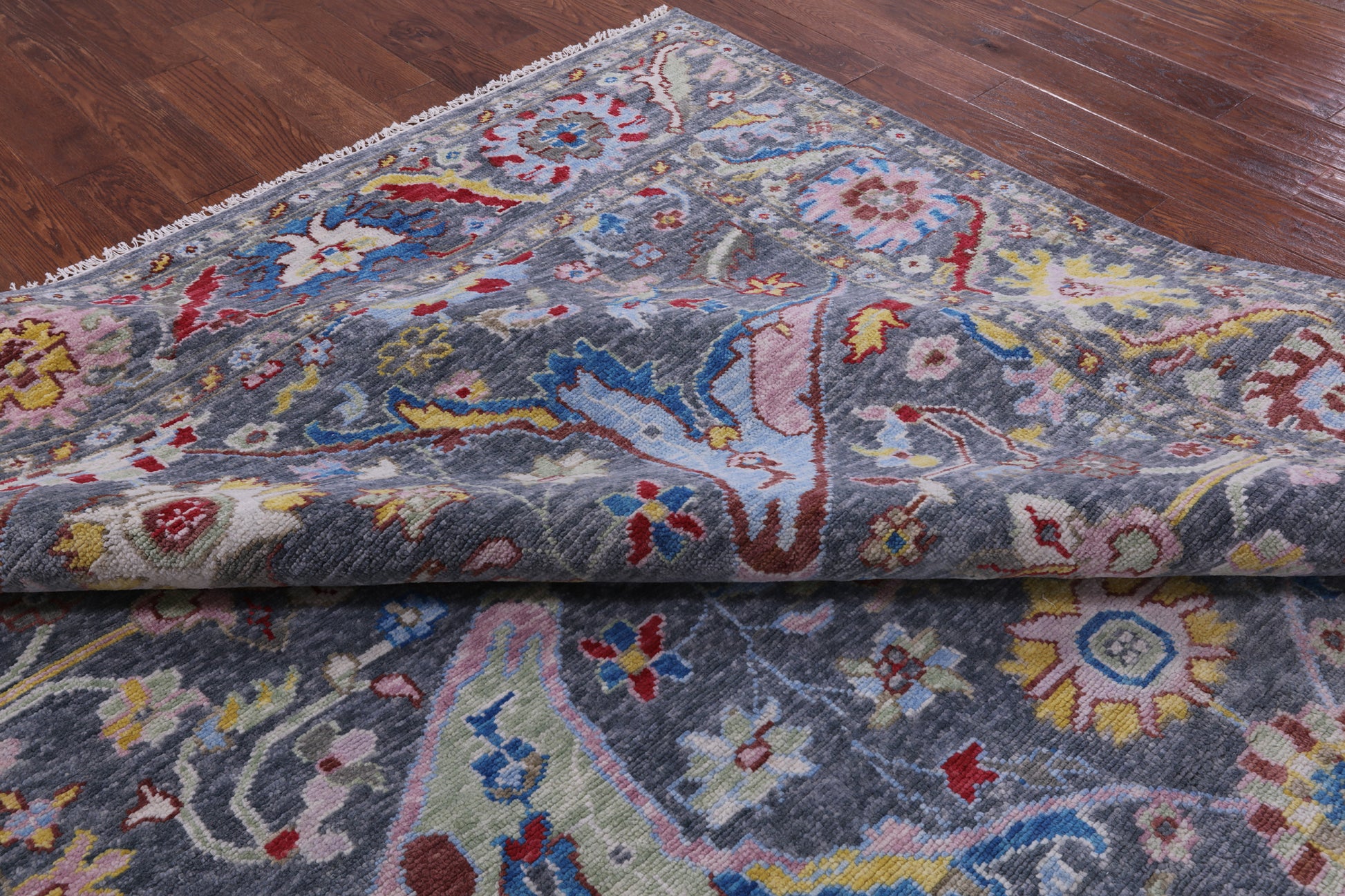 Grey Turkish Oushak Hand Knotted Wool Rug - 9' 1" X 12' 6" - Golden Nile