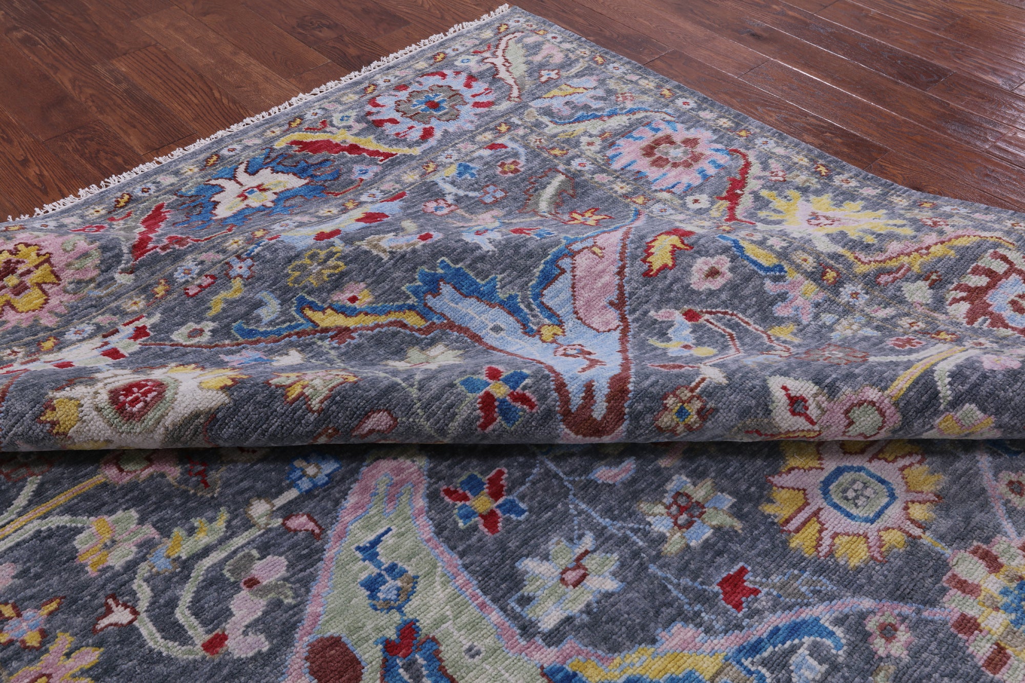 Grey Turkish Oushak Hand Knotted Wool Rug - 9' 1" X 12' 6" - Golden Nile
