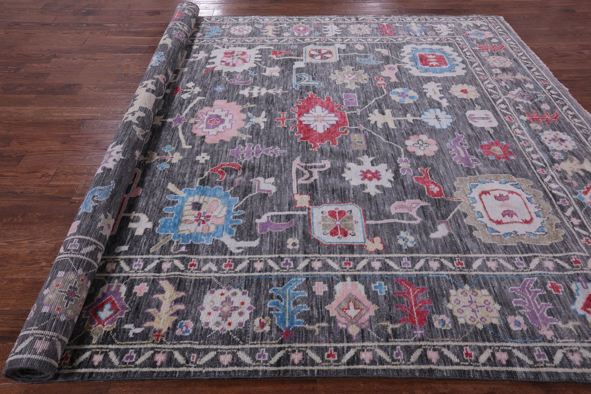 Grey Turkish Oushak Hand Knotted Wool Rug - 9' 2" X 12' 0" - Golden Nile