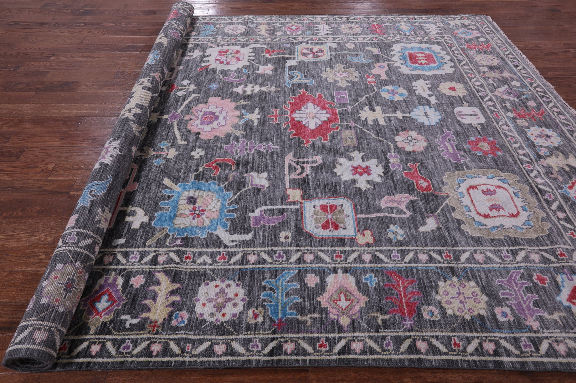 Grey Turkish Oushak Hand Knotted Wool Rug - 9' 2" X 12' 0" - Golden Nile