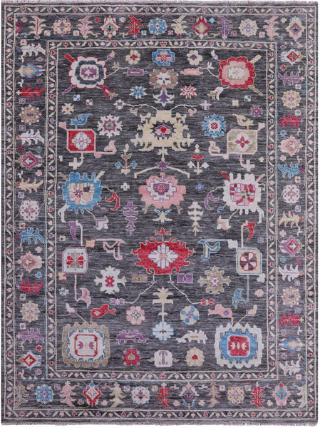 Grey Turkish Oushak Hand Knotted Wool Rug - 9' 2" X 12' 0" - Golden Nile