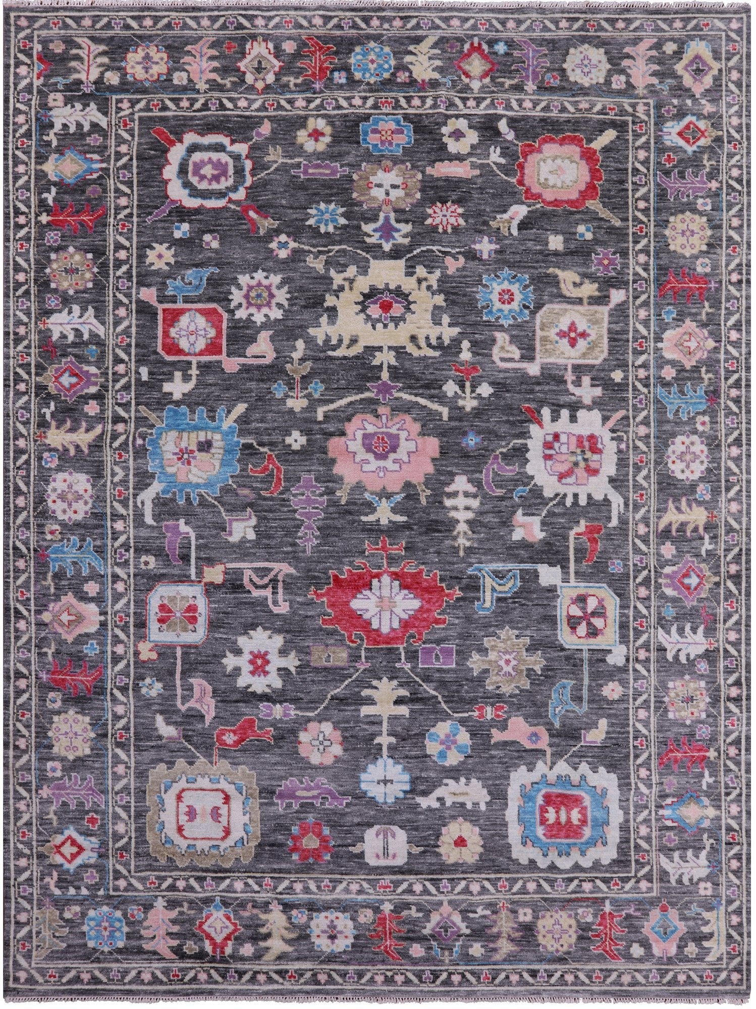 Grey Turkish Oushak Hand Knotted Wool Rug - 9' 2" X 12' 0" - Golden Nile