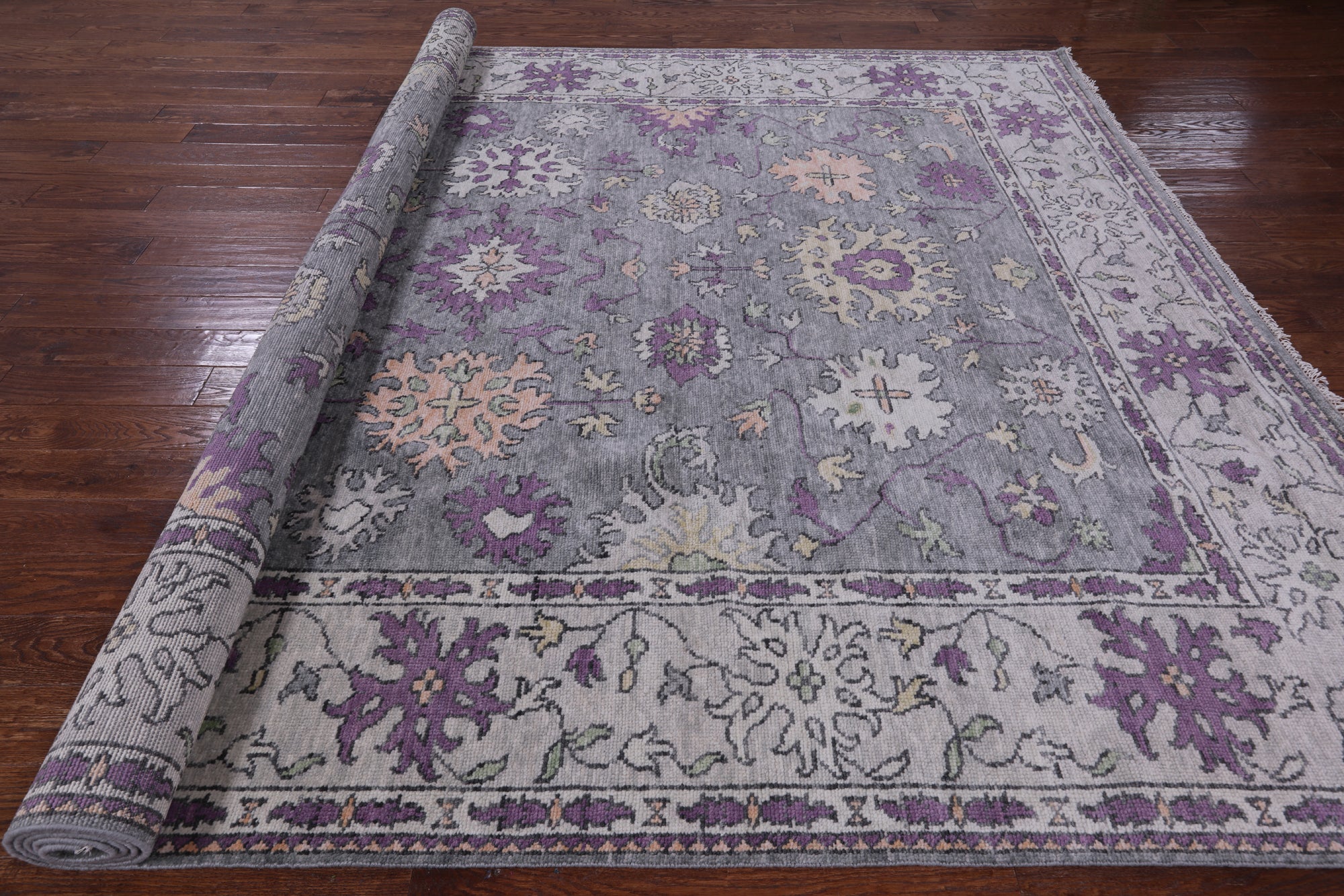 Grey Turkish Oushak Hand Knotted Wool Rug - 9' 2" X 11' 11" - Golden Nile