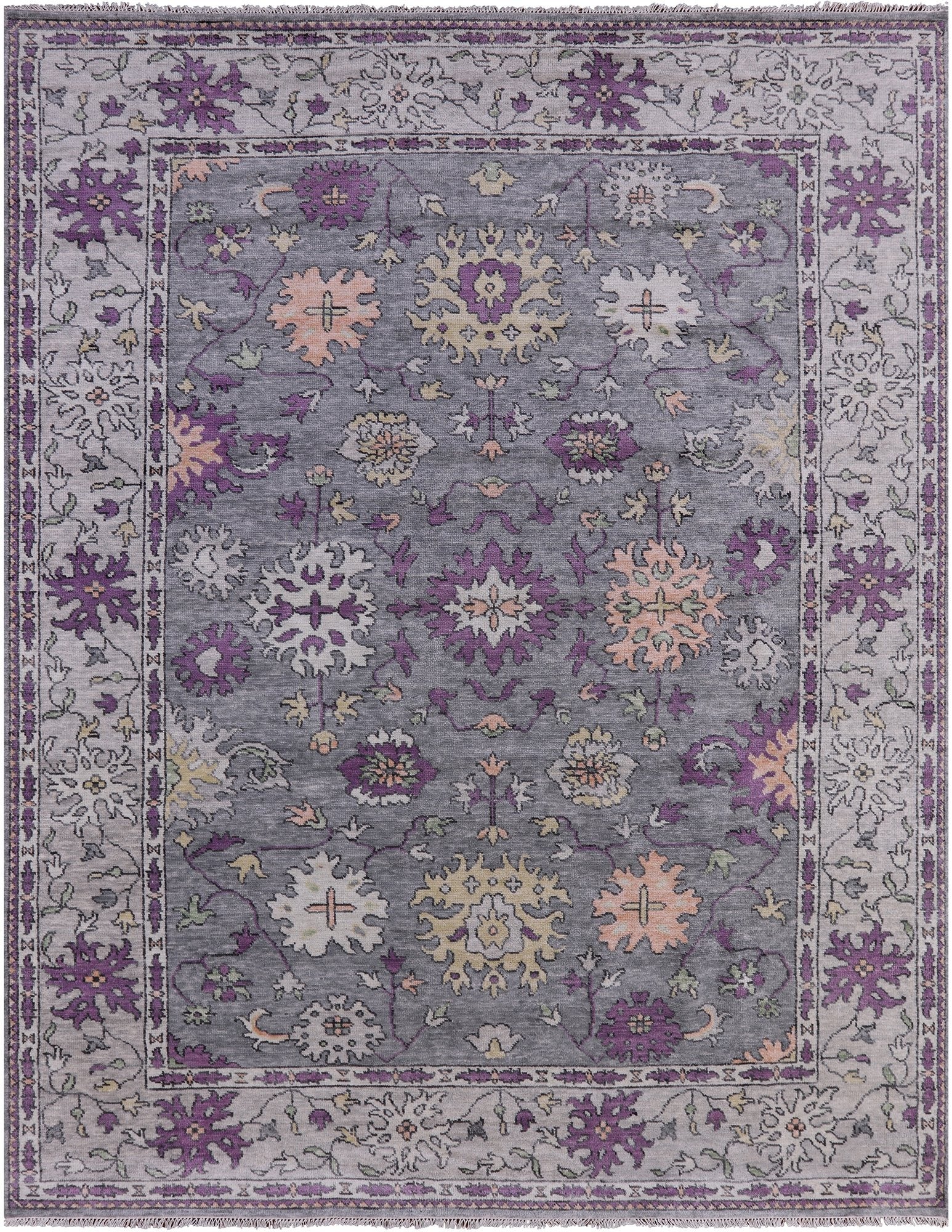 Grey Turkish Oushak Hand Knotted Wool Rug - 9' 2" X 11' 11" - Golden Nile