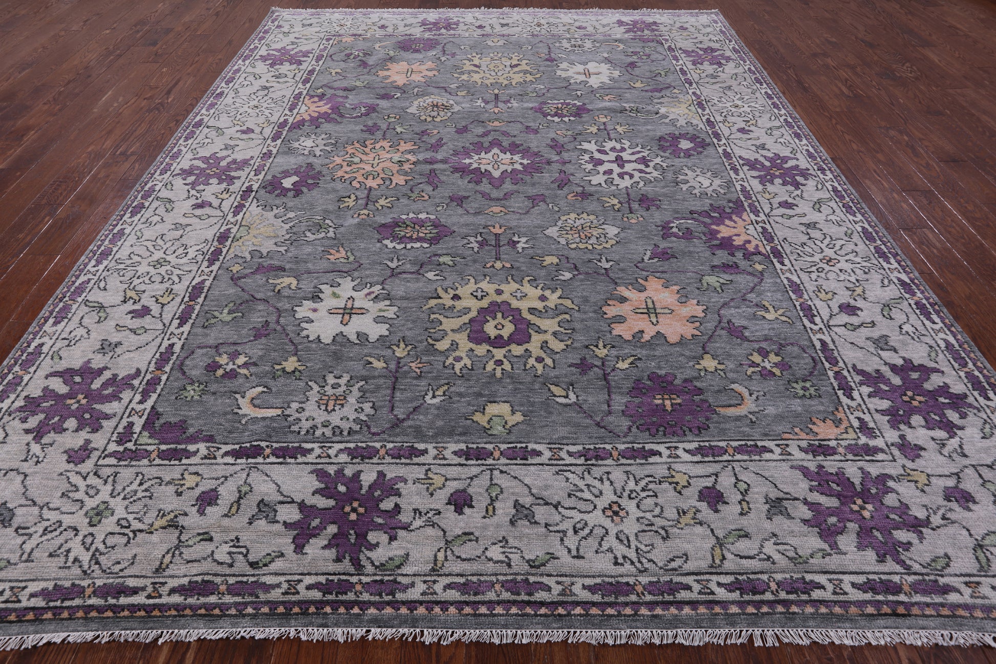 Grey Turkish Oushak Hand Knotted Wool Rug - 9' 2" X 11' 11" - Golden Nile