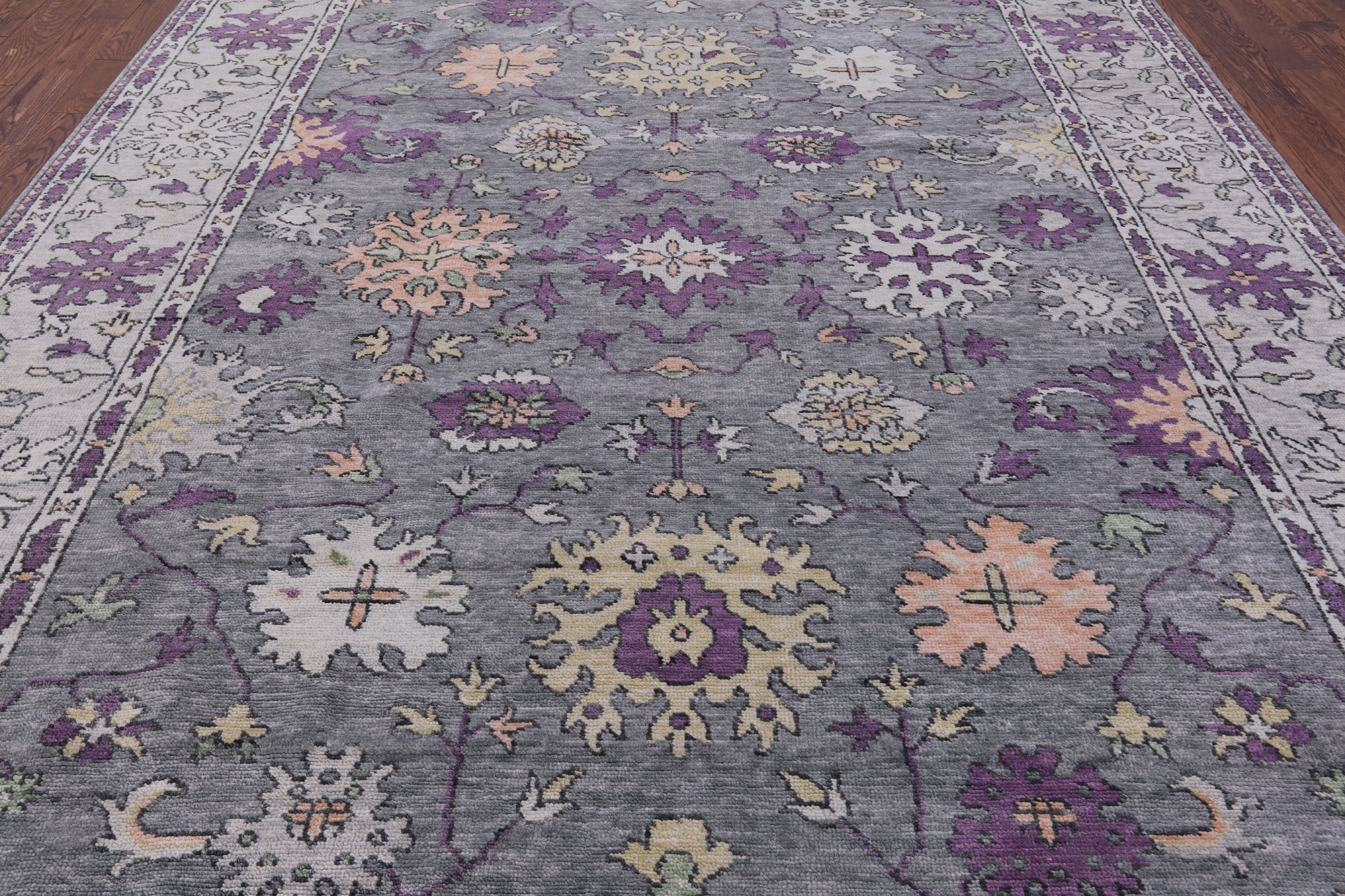 Grey Turkish Oushak Hand Knotted Wool Rug - 9' 2" X 11' 11" - Golden Nile